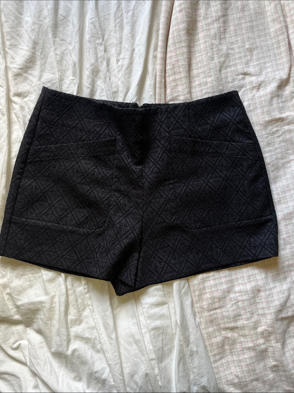 Black Textured Women's Shorts